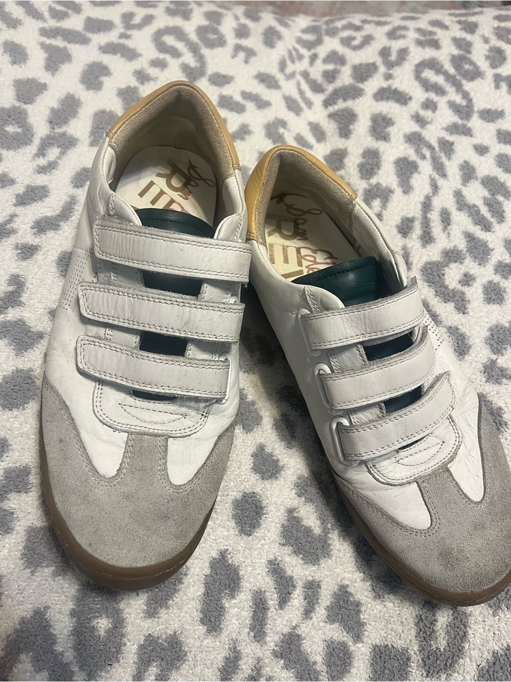 Sam Edelman Kids White, Gray & Tan Velcro Sneakers